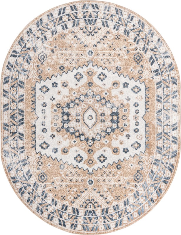 8' x 10' Swallow · Border rug, beige