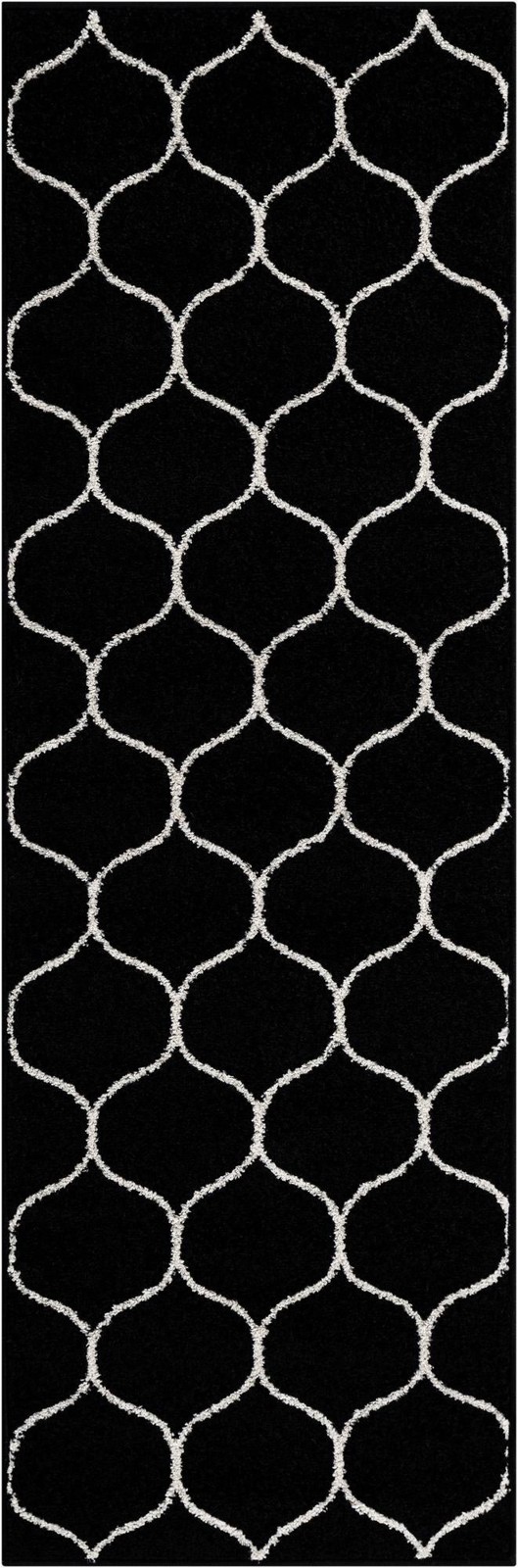 2' x 6' Ingram · Lattice rug, black and ivory
