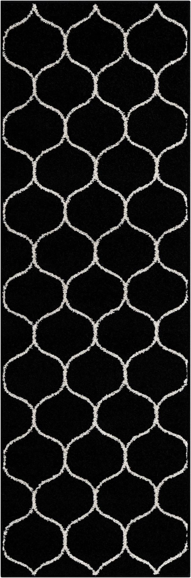 2' x 6' Ingram · Lattice rug, black and ivory