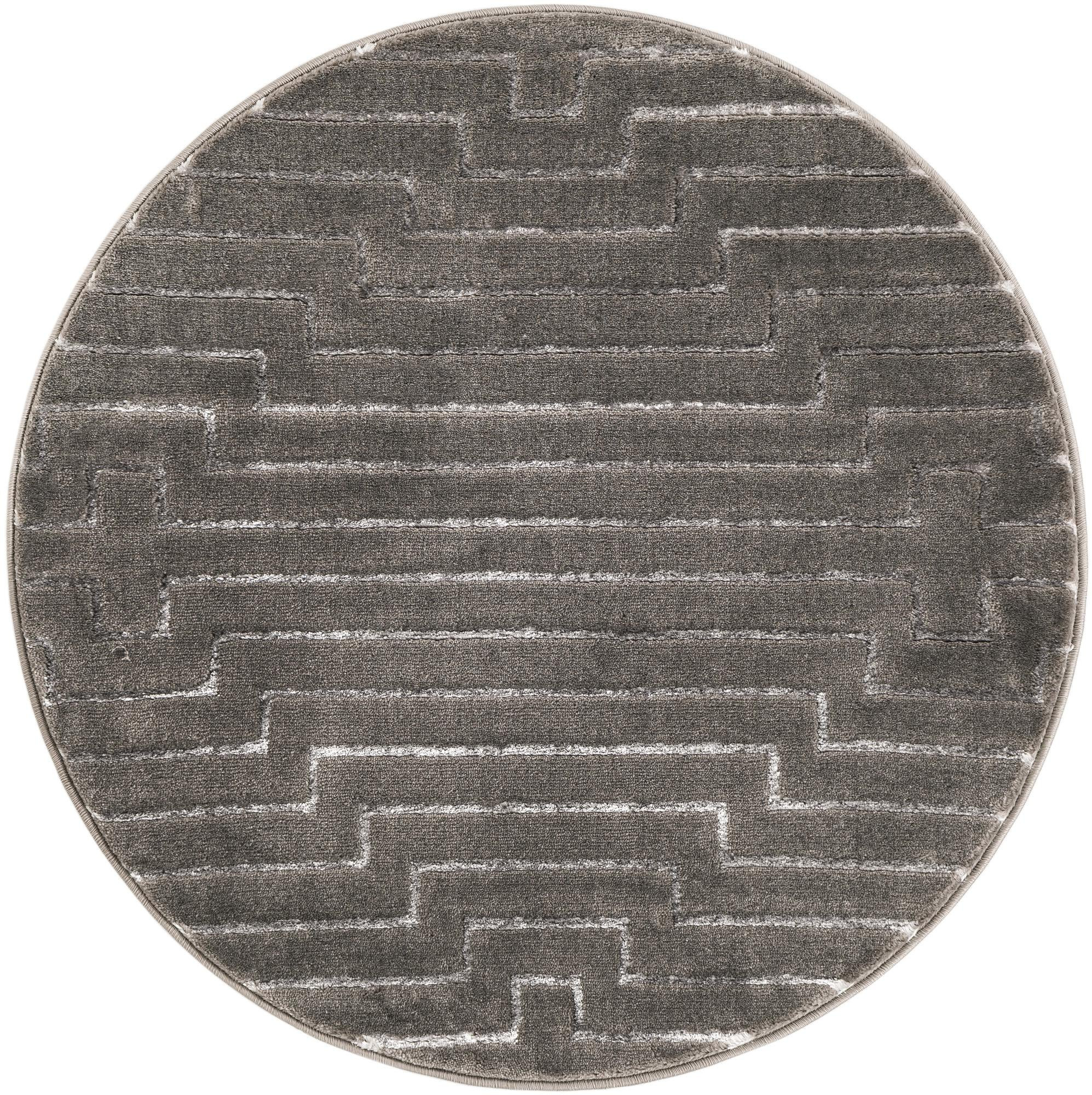 3' x 3' Cottonwood · Geometric rug, gray and silver