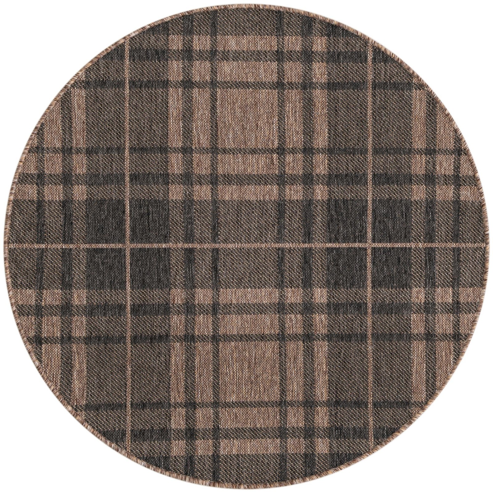 4' x 4' Maguire · Plaid Outdoor Rug, brown and black