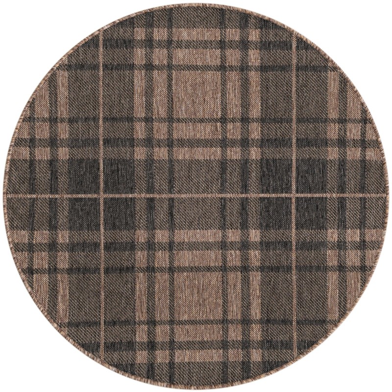 4' x 4' Maguire · Plaid Outdoor Rug, brown and black