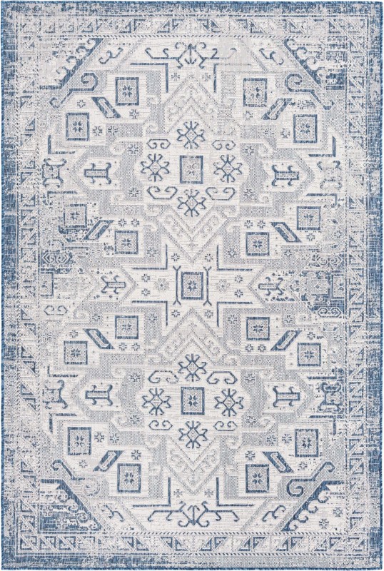 6' x 9' Estuary · Border Outdoor Rug, blue