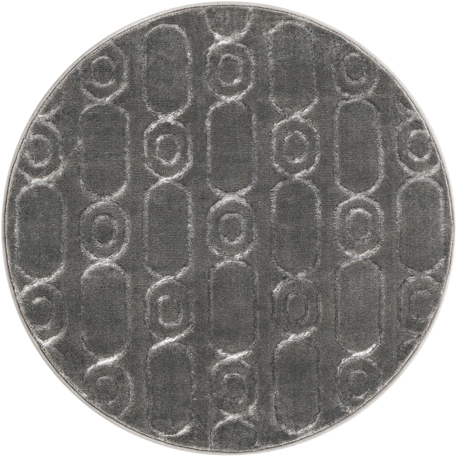 3' x 3' Renwick · Geometric lattice rug, gray and silver