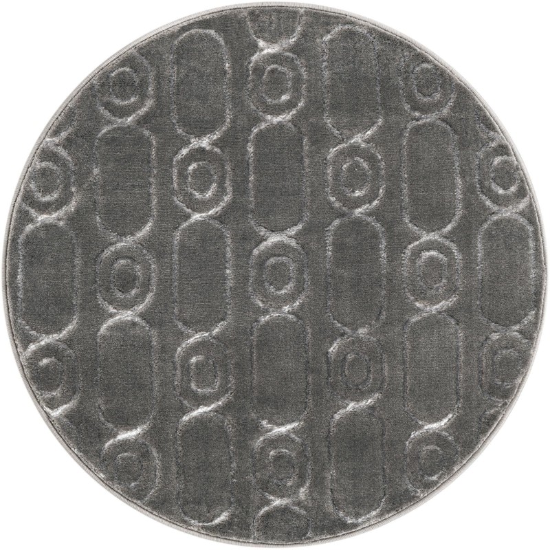 3' x 3' Renwick · Geometric lattice rug, gray and silver
