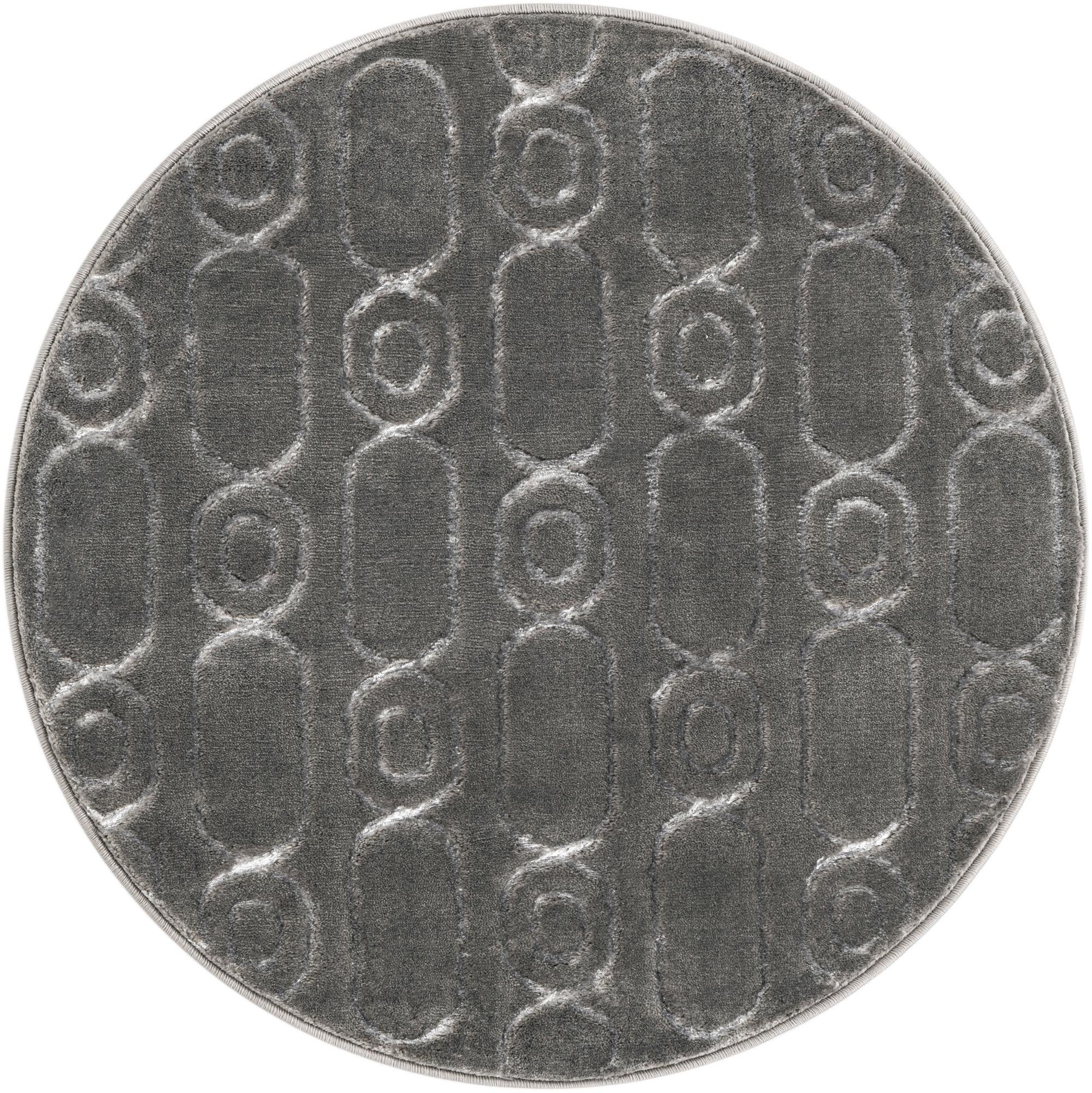 3' x 3' Renwick · Geometric lattice rug, gray and silver