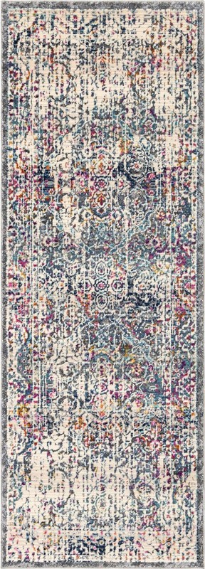 Langton · Distressed medallion rug, gray and multi