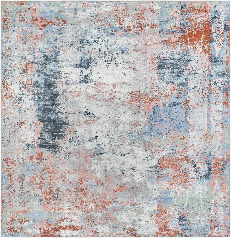Cheney · Abstract Washable Rug, blue and rust
