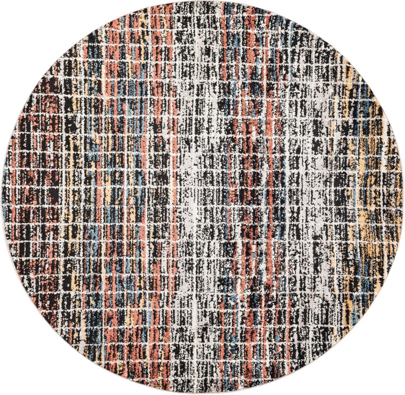 5' 3 x 5' 3 Kenney · Grid rug, black and multi