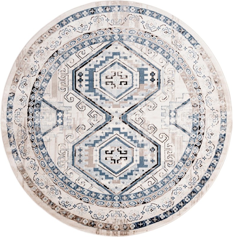 7' 10 x 7' 10 Harmon · Border rug, gray blue