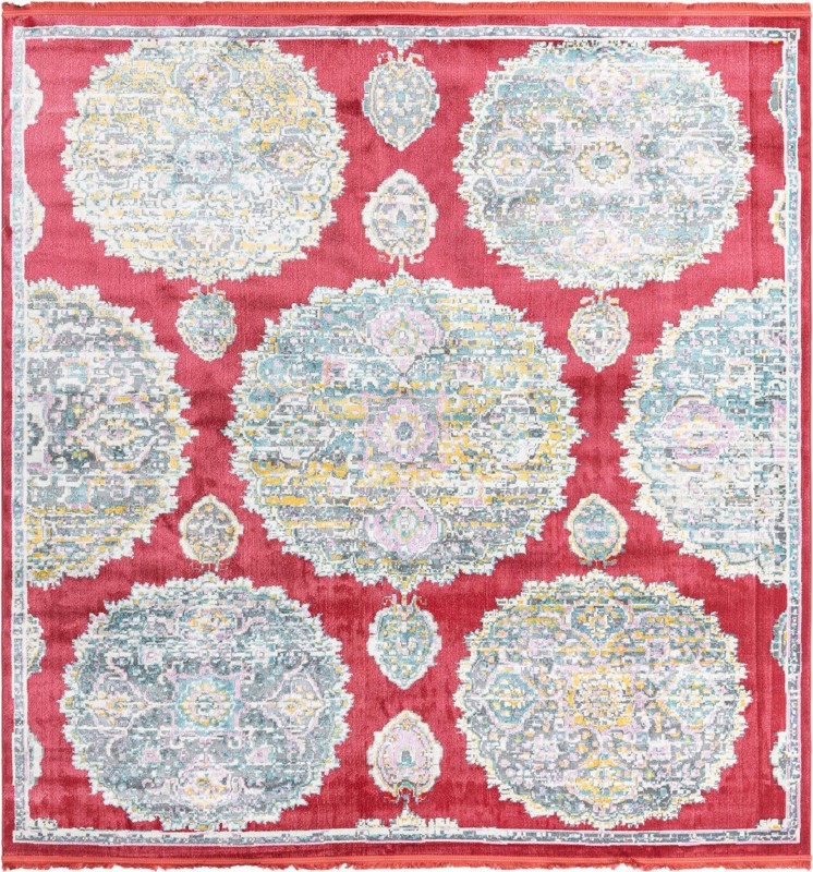 8' 2 x 8' 2 Mather · Medallion rug, red
