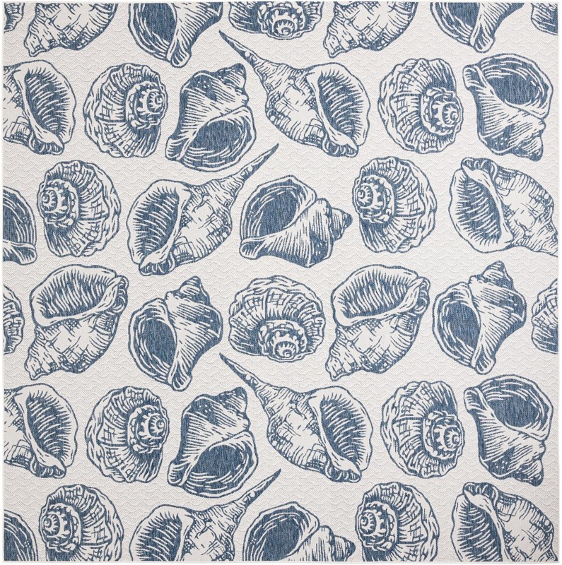 13' x 13' Arcata · Seashell Outdoor Rug, navy and ivory