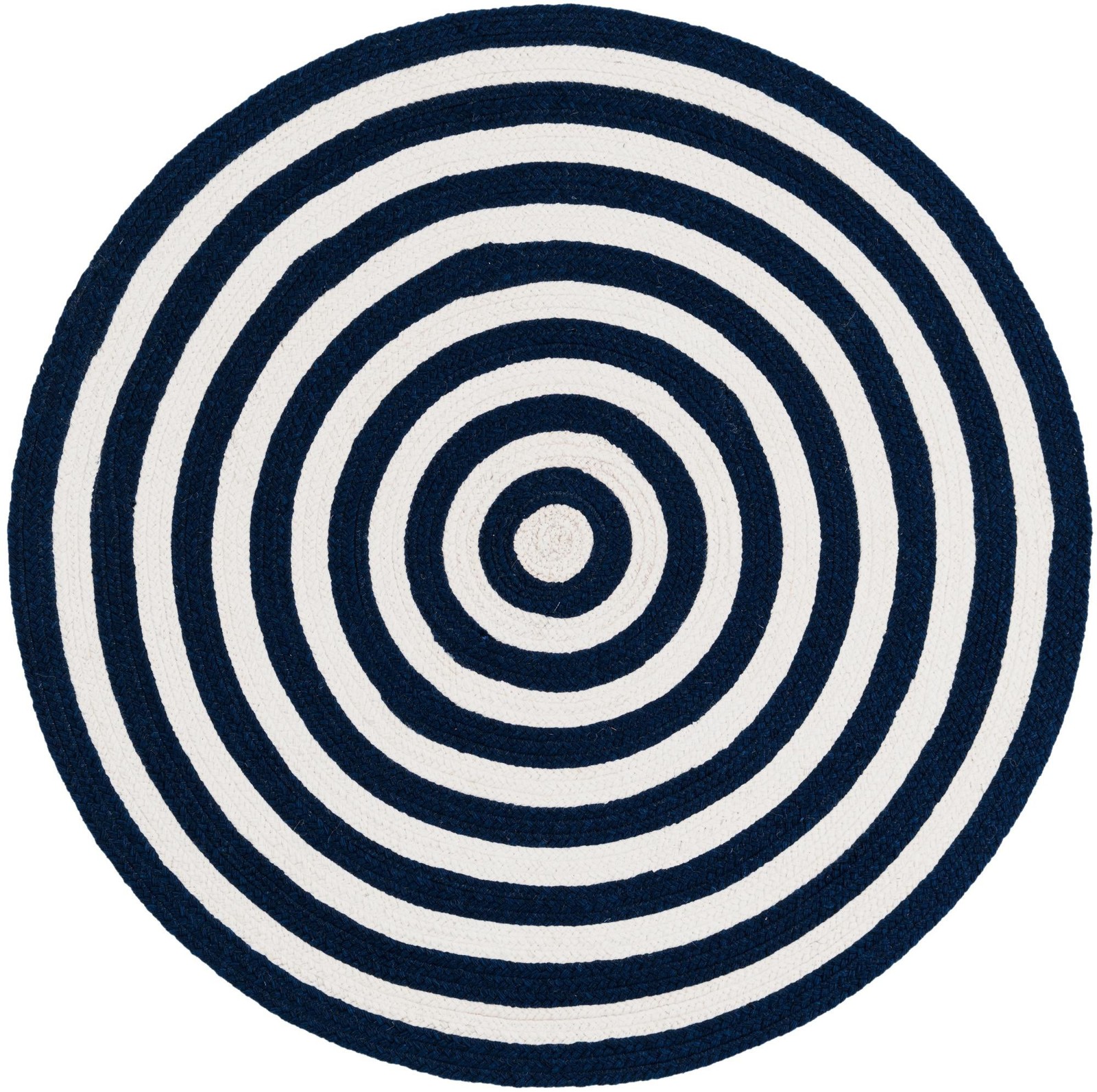 3' 3 x 3' 3 Dennison · Geometric border Washable Outdoor Rug, navy and white