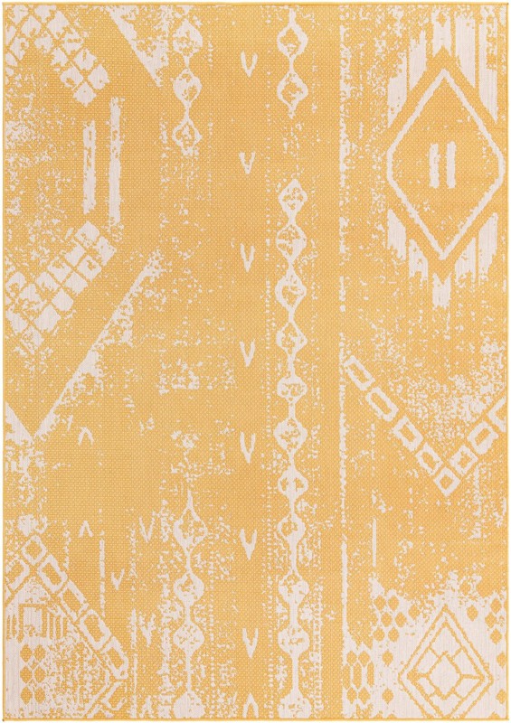 7' x 10' Wildman · Abstract Outdoor Rug, yellow