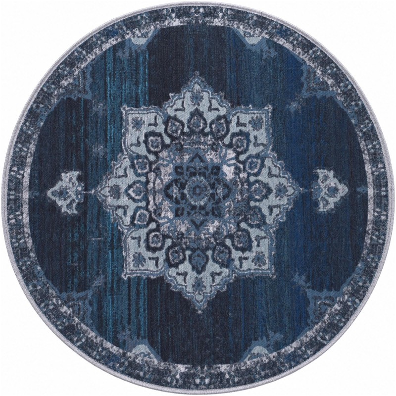 Rideout · Medallion rug, navy and light blue