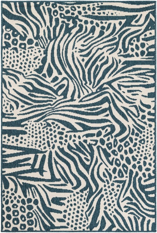 4' x 6' Whittier · Animal print Outdoor Rug, navy and ivory