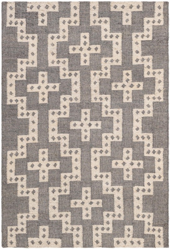 4' 1 x 6' 1 Earley · Geometric Wool Rug, gray and white
