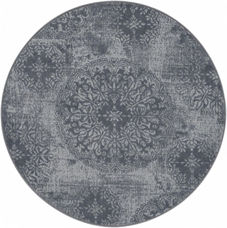 5' x 5' Blakemore · Distressed medallion rug, slate and grey