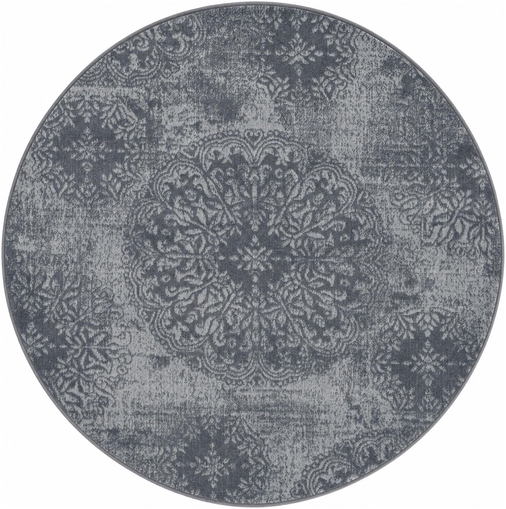 5' x 5' Blakemore · Distressed medallion rug, slate and grey
