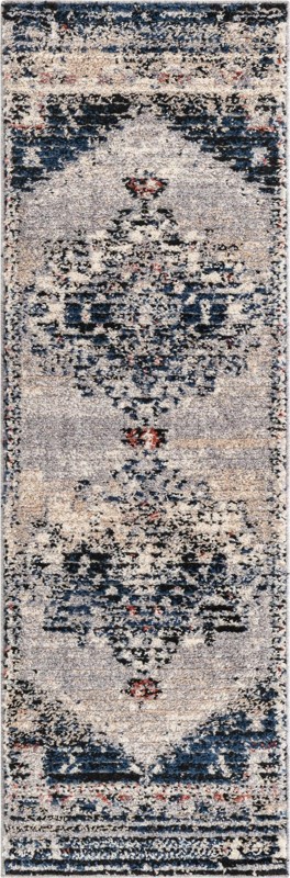 2' x 6' Burton · Border rug, gray
