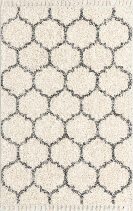 5' x 8' Everett · Lattice Shag Rug, ivory and gray