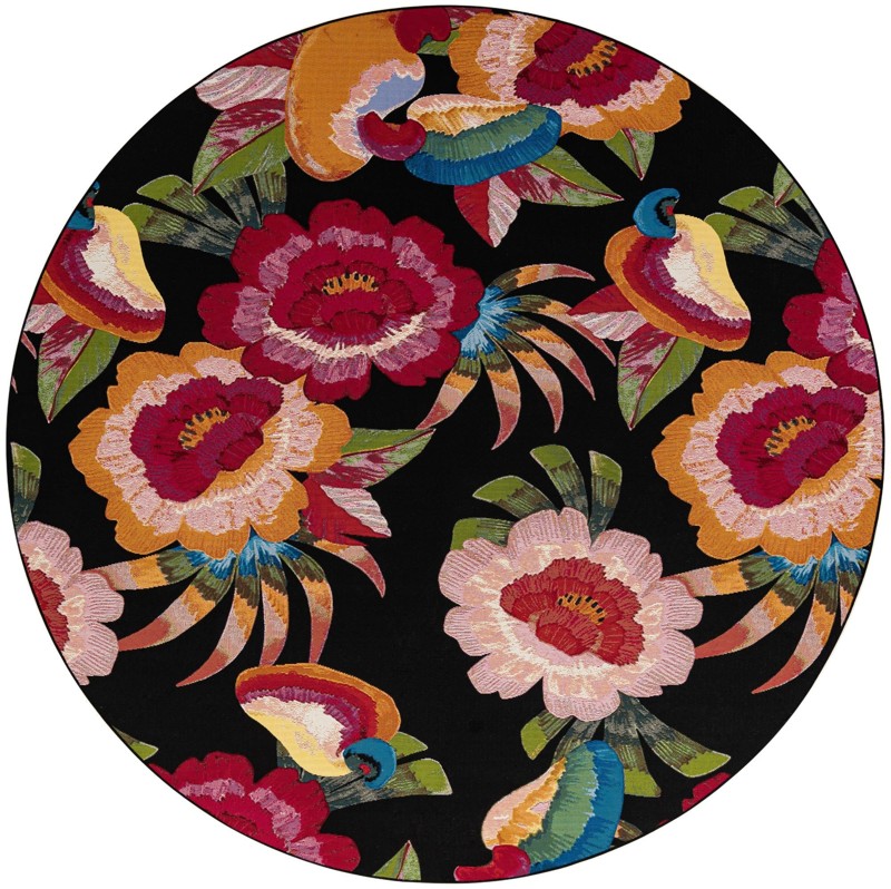 10' x 10' Jennings · Floral Outdoor Rug, black and multicolor