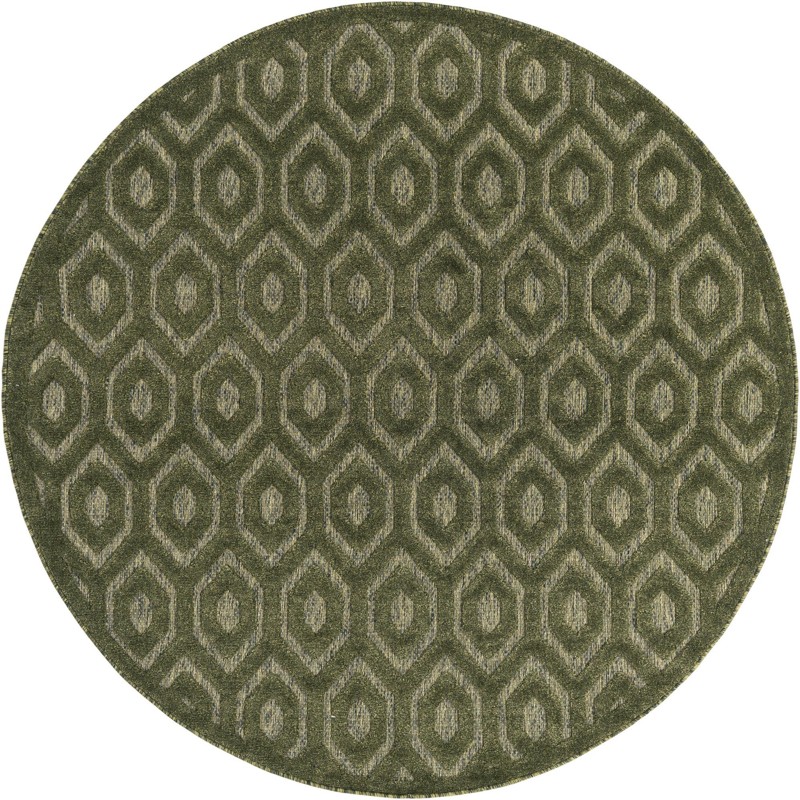 Roanoke · Geometric lattice Outdoor Rug, olive and taupe