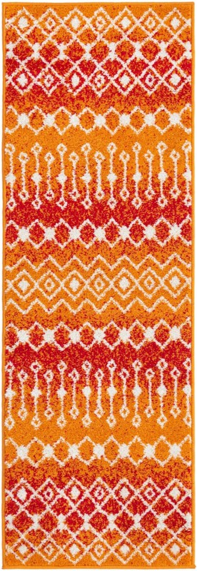 2' x 6' Boswell · Geometric diamond rug, orange and ivory