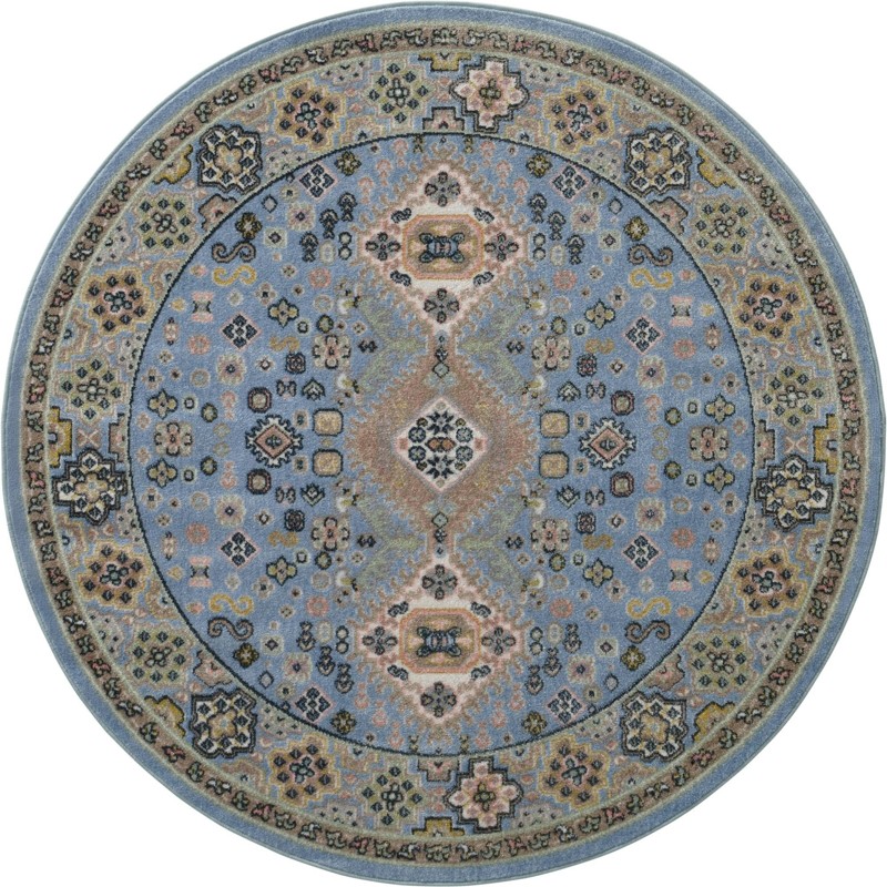5' 3 x 5' 3 Middlebury · Border Washable Rug, light blue