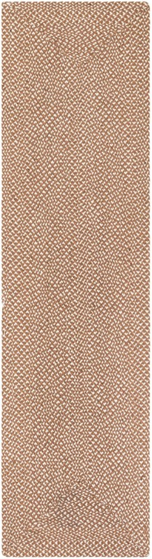 2' 7 x 10' Ogallala · Border Braided Jute Rug, light brown