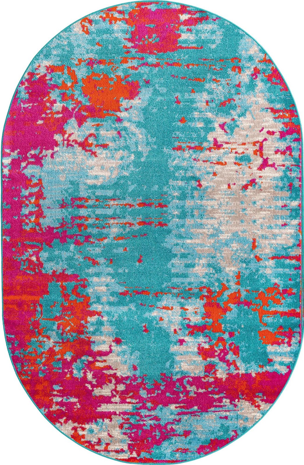 5' 3 x 8' Farnham · Abstract rug, turquoise and pink