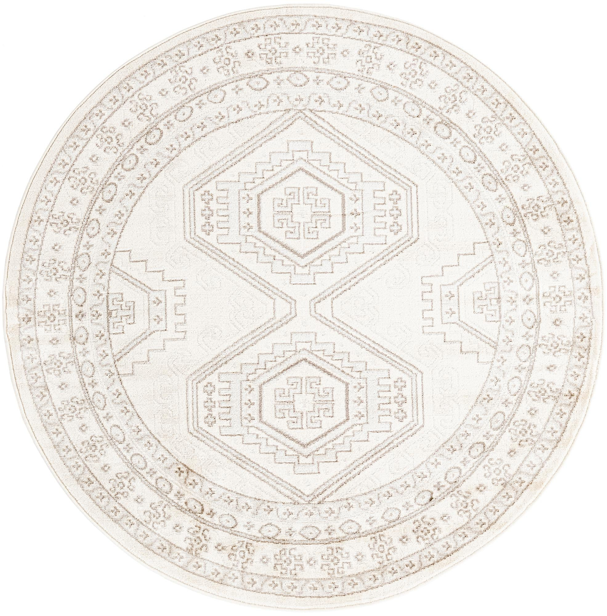 5' 3 x 5' 3 Harmon · Geometric diamond rug, ivory and brown