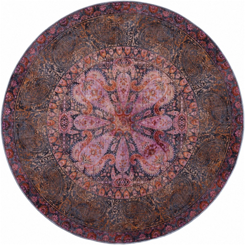 Alamosa · Paisley medallion rug, pink and charcoal