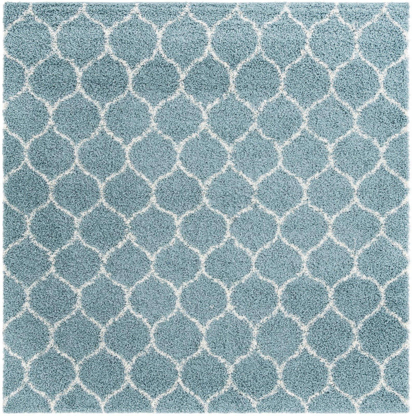 10' x 10' Barnett · Lattice shag rug, light blue and ivory