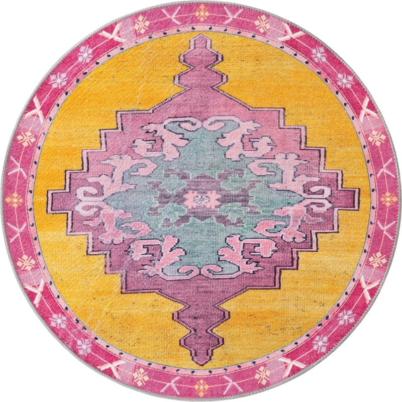 3' 6 x 3' 6 Sanderson · Border Washable Rug, yellow