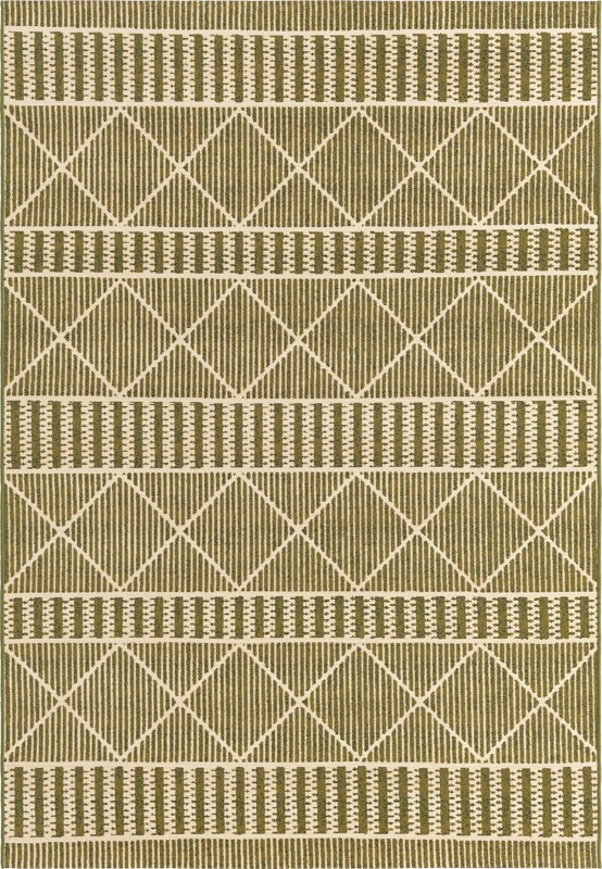 5' 3 x 8' Lomax · Geometric Outdoor Rug, green and ivory