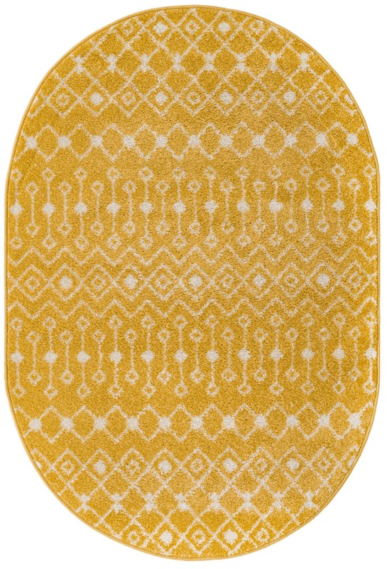 4' x 6' Boswell · Geometric lattice rug, yellow and ivory