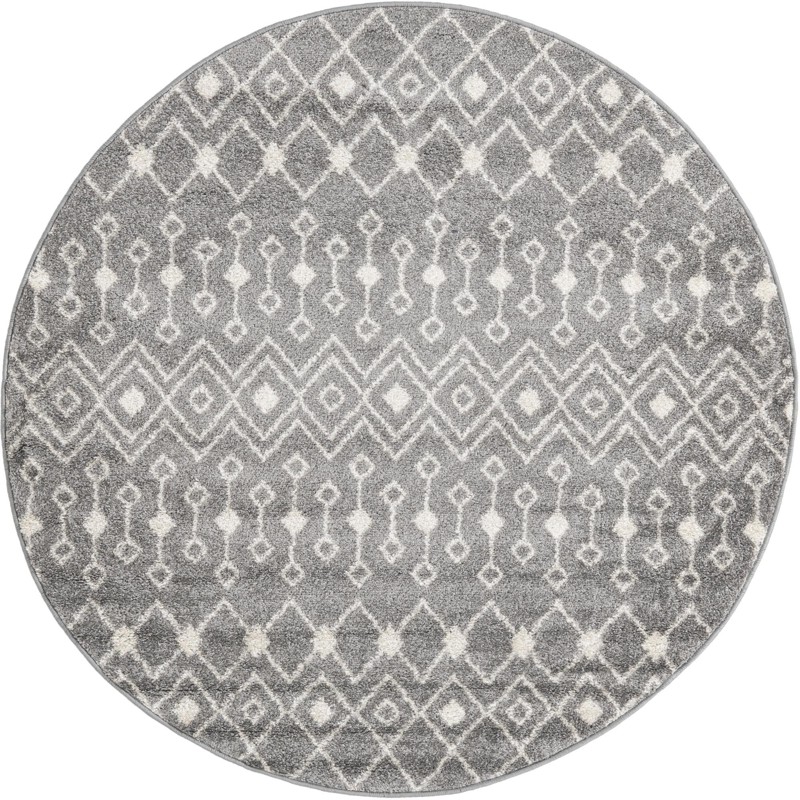 5' 3 x 5' 3 Boswell · Geometric rug, gray and ivory