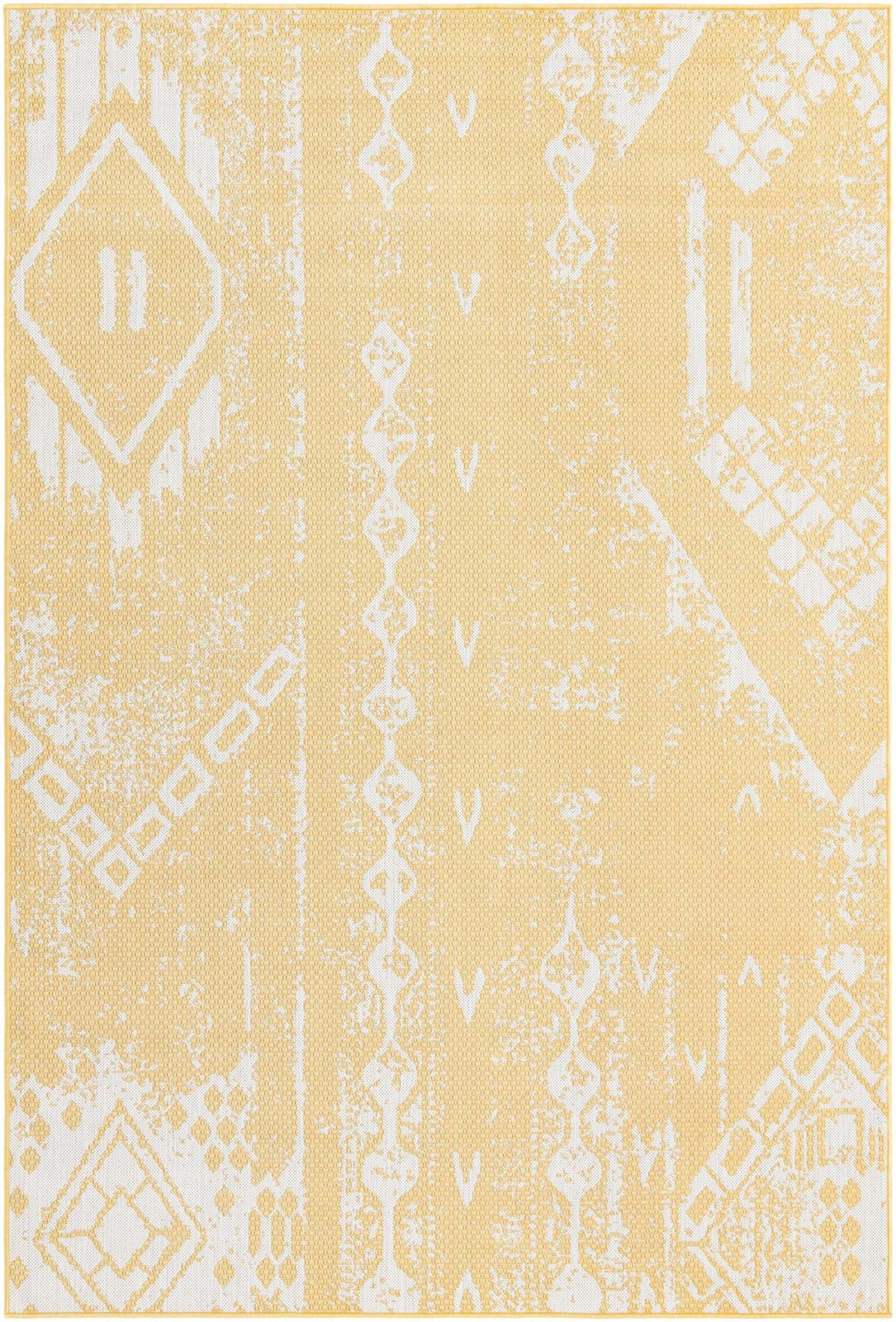 6' x 9' Wildman · Abstract Outdoor Rug, yellow