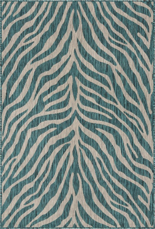 4' x 6' Abney · Animal print Outdoor Rug, teal