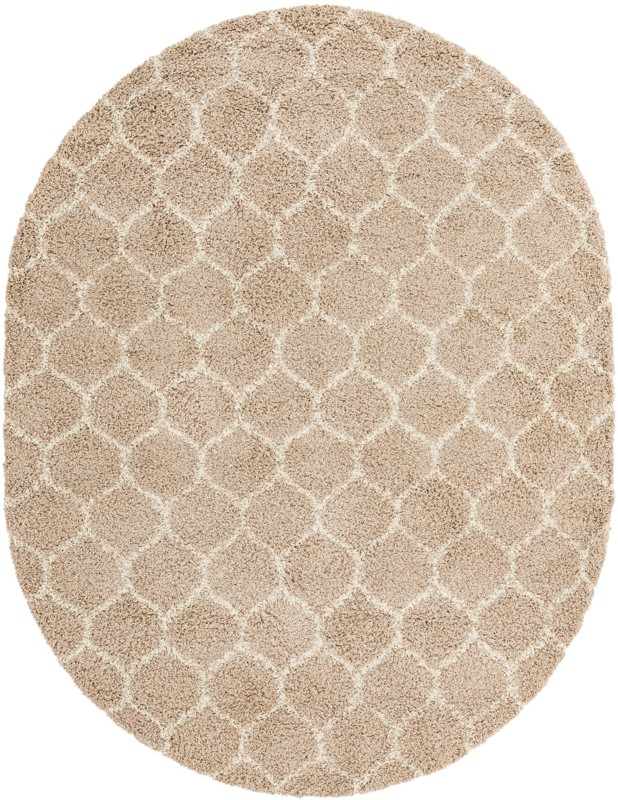 7' 10 x 10' Barnett · Lattice Shag Rug, light brown and ivory