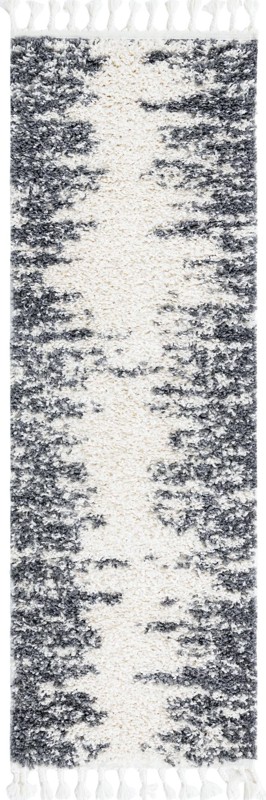 2' x 6' Felton · Abstract Shag Rug, white
