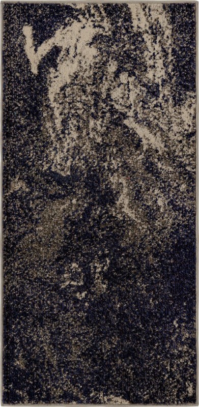 Rosalind · Abstract Washable Rug, navy and beige