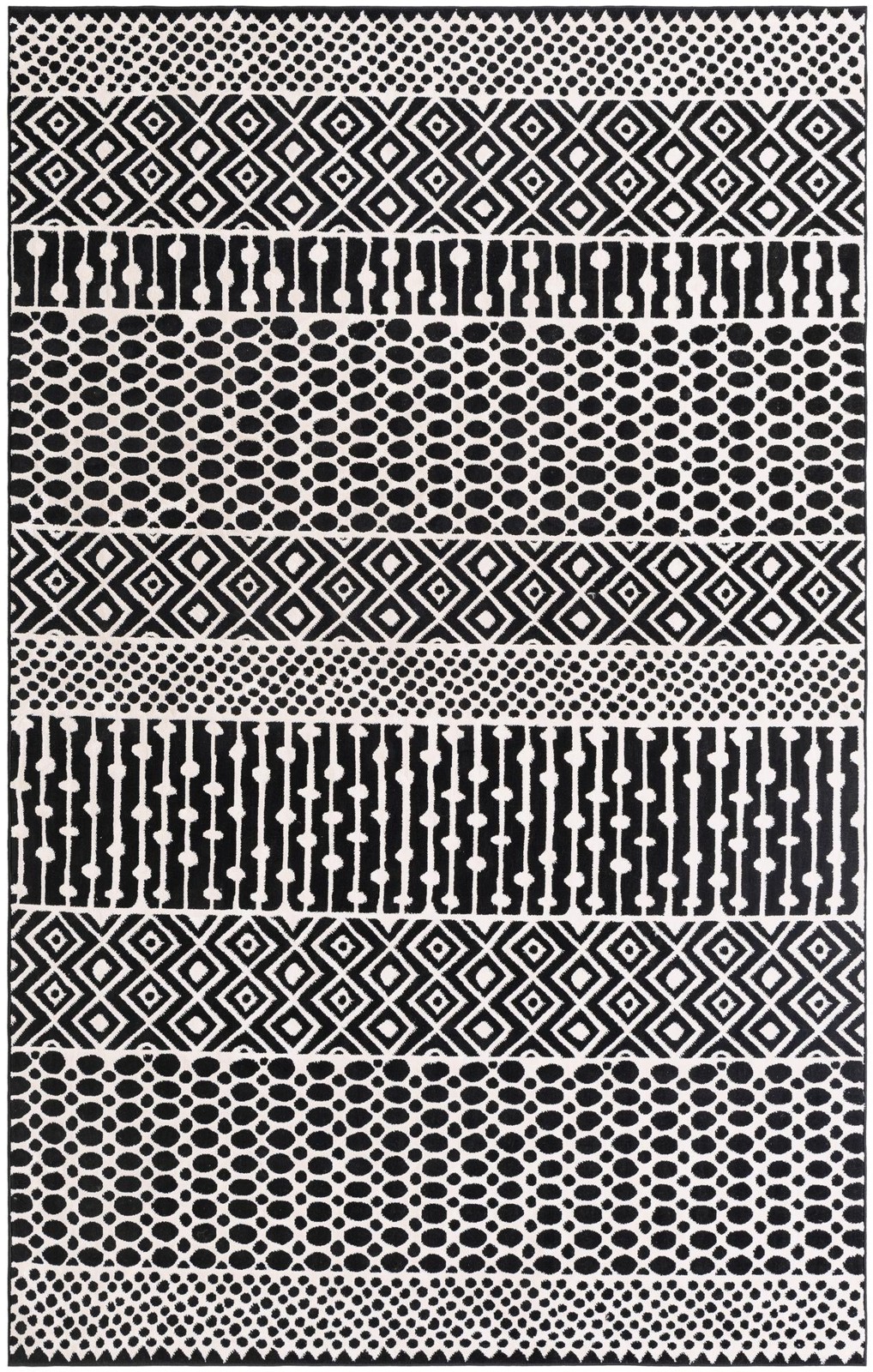 5' 3 x 8' Wigmore · Geometric striped rug, black and white