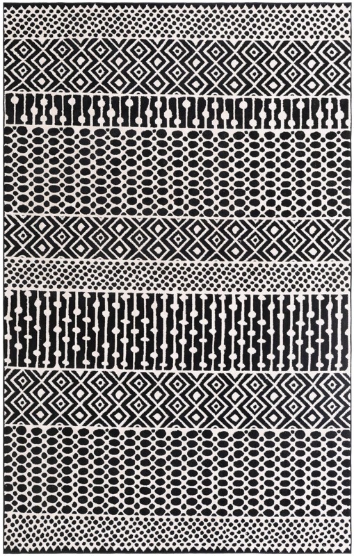 5' 3 x 8' Wigmore · Geometric striped rug, black and white