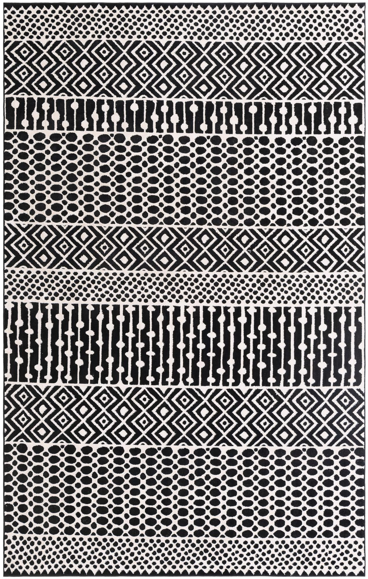 5' 3 x 8' Wigmore · Geometric striped rug, black and white
