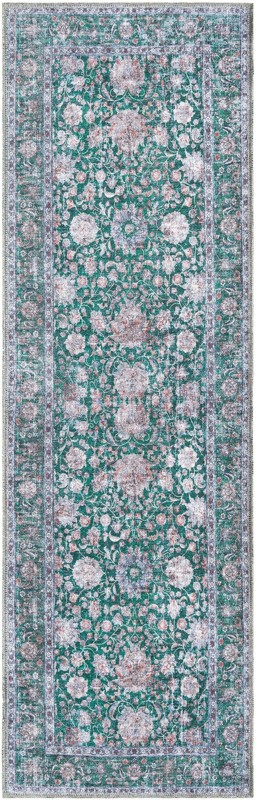 Bertie · Floral rug, emerald and ivory