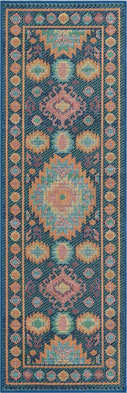 2' x 6' 1 Phelps · Border Outdoor Rug, navy blue