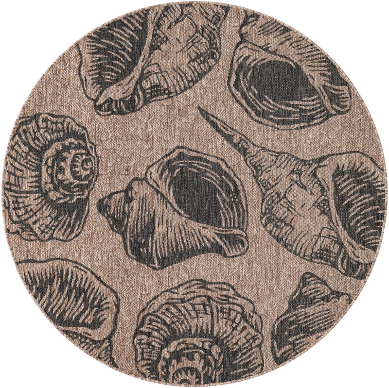 6' x 6' Arcata · Pictoral Outdoor Rug, brown and black