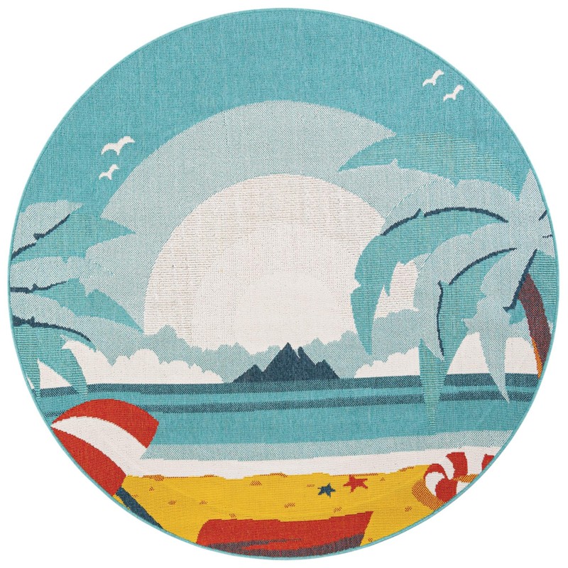6' x 6' Delaney · Pictoral Outdoor Rug, multi